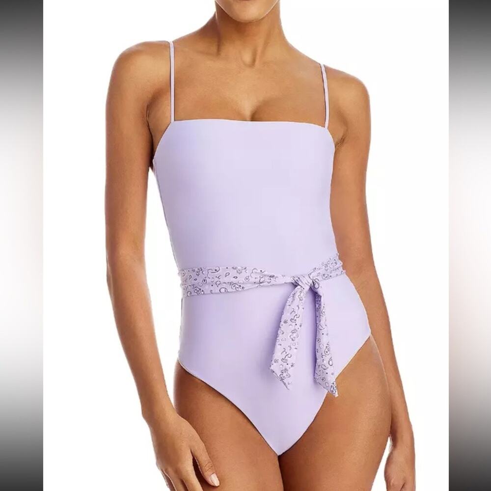Aqua Bandana Belted One-Piece Swimsuit Size Large NWT